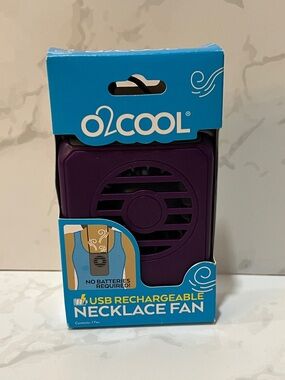 USB Rechargeable Portable Necklace Cooling Purple Fan - Battery Free
